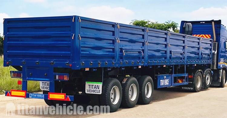 Drawing of Tri Axle Flatbed Trailer with Sidewall