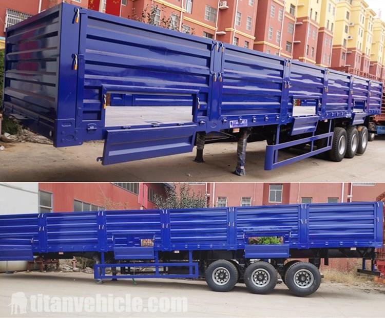 Drawing of Tri Axle Flatbed Trailer with Sidewall