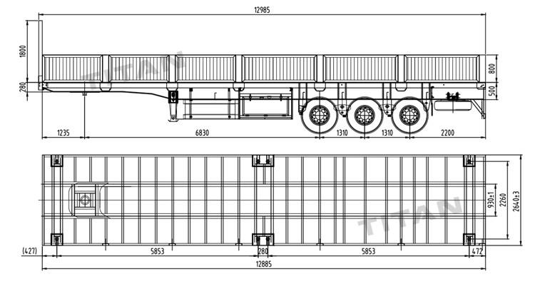 Tri Axle Side Wall Cargo Semi Trailer for Sale in Uganda