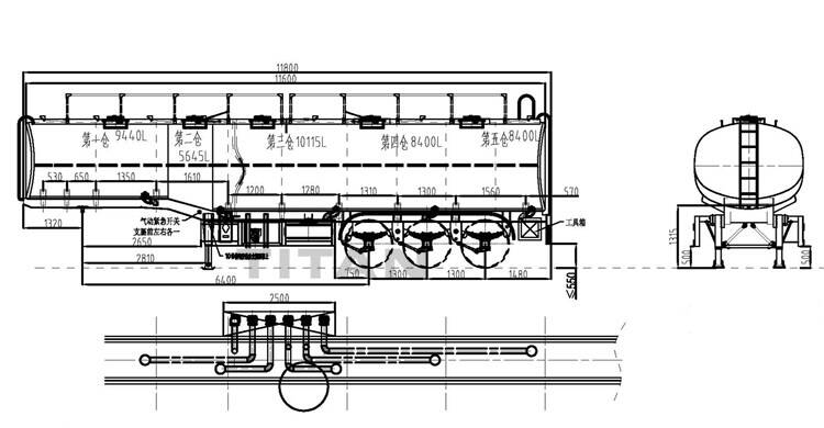 Drawing of 42000L Fuel Tank Trailer
