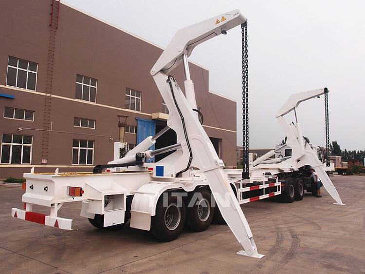 3 axles container trailer with crane for sale