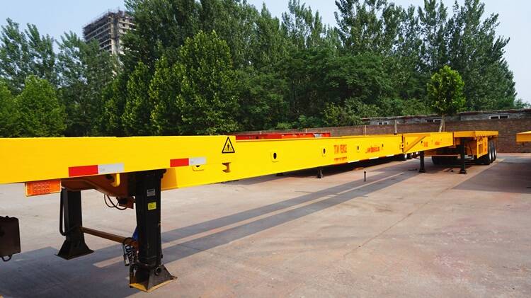 Extendable telescopic flatbed trailer