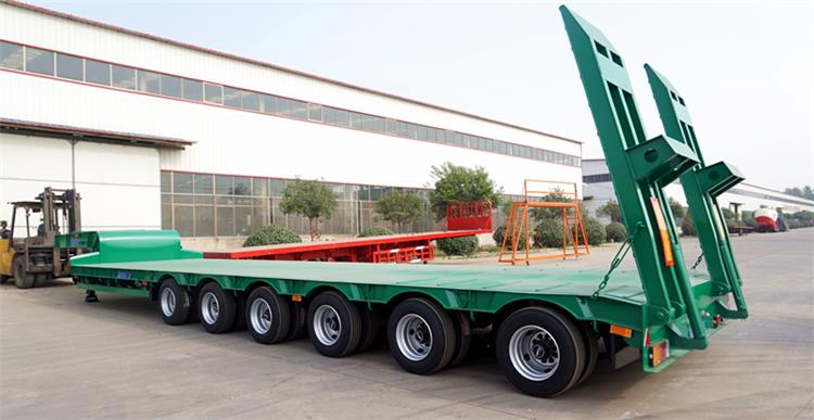 Transport de machine lourde camion à plateau bas 100 tonnes semi-5 essieu  Remorque - Chine Remorque à 5 essieux, caisse surbatée