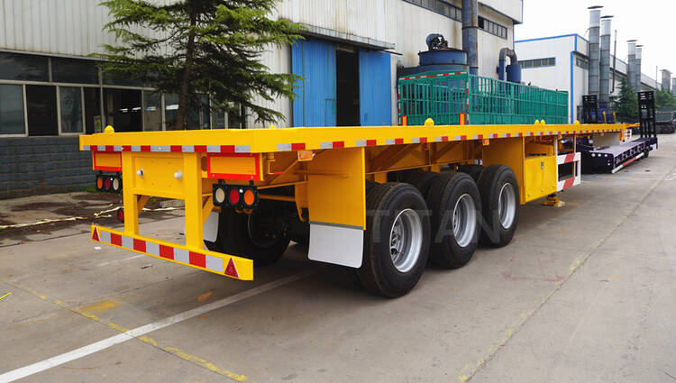 The flat top semi trailer with Fuwa axles