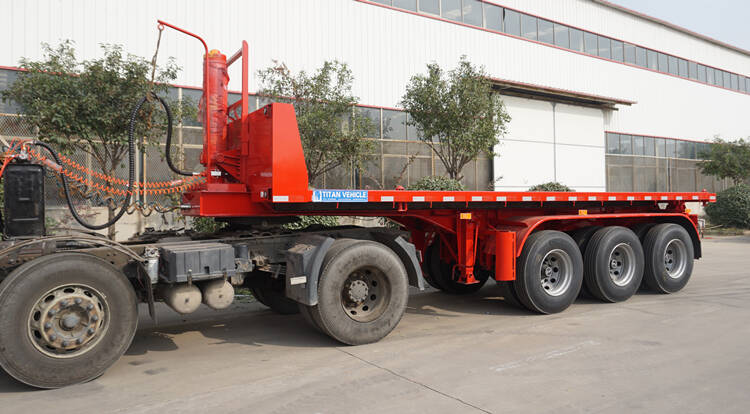 Flatbed dump trailers with hydraulic cylinder