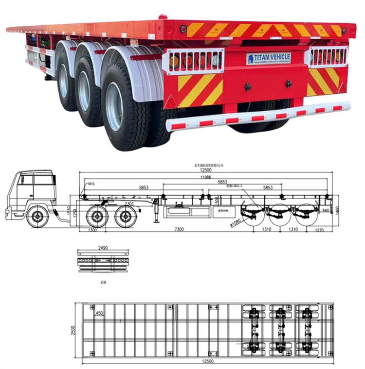 Prix ​​de la remorque de camion à plat de 40 pieds