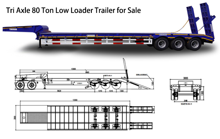  Tri Axle 80 Ton Low Loader Trailer for Sale in Costa Rica Caldera