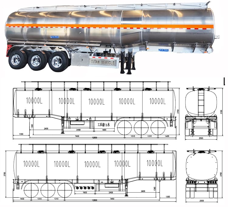 Remorque citerne en aluminium à 3 essieux de 50 000 litres à vendre aux Philippines, Manille