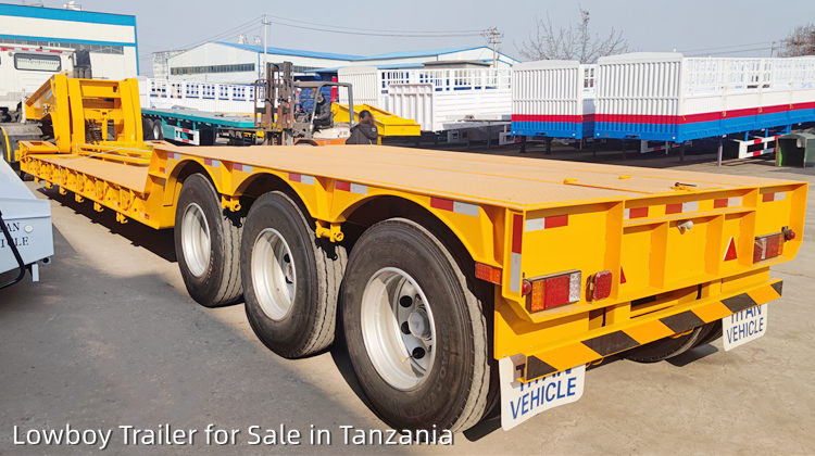 Remorque RGN 3 essieux 80 tonnes | Remorque surbaissée à vendre en Tanzanie