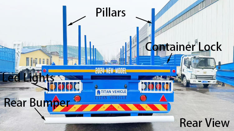 Remorque à plateau plat à 4 essieux à vendre avec piliers aux Philippines, Cebu