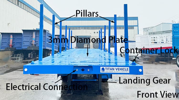 Remorque à plateau plat à 4 essieux à vendre avec piliers aux Philippines, Cebu