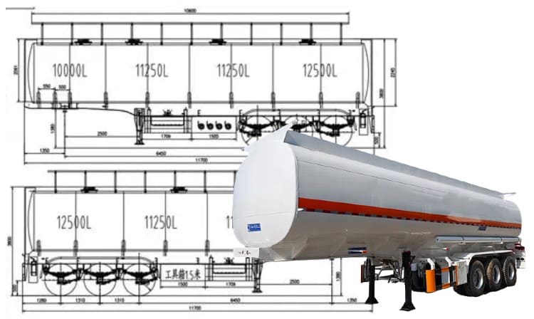 Remorque de transport de camion-citerne de carburant à essieu 45000 litres à vendre en Jamaïque