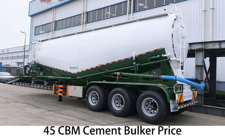 Prix de la remorque pour camion-citerne à ciment à trois essieux de 45 CBM à vendre au Bénin