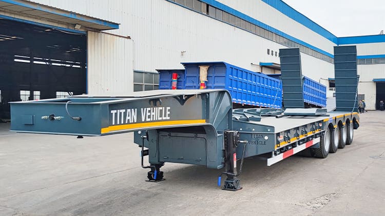4 Axle 100 Ton Low Bed / Lowbed Trailer Transport Price for Sale in Matadi RD Congo